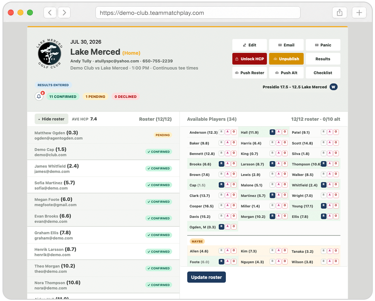 Captain dashboard view